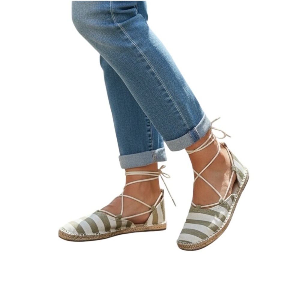 🆕 Royal Canadian Yoho Striped Lace-Up Espadrille Flats